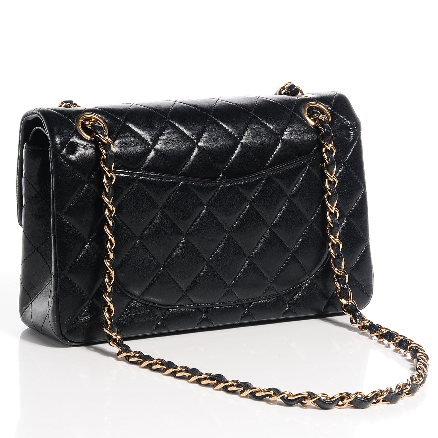 Lambskin Quilted Small Double Flap Black