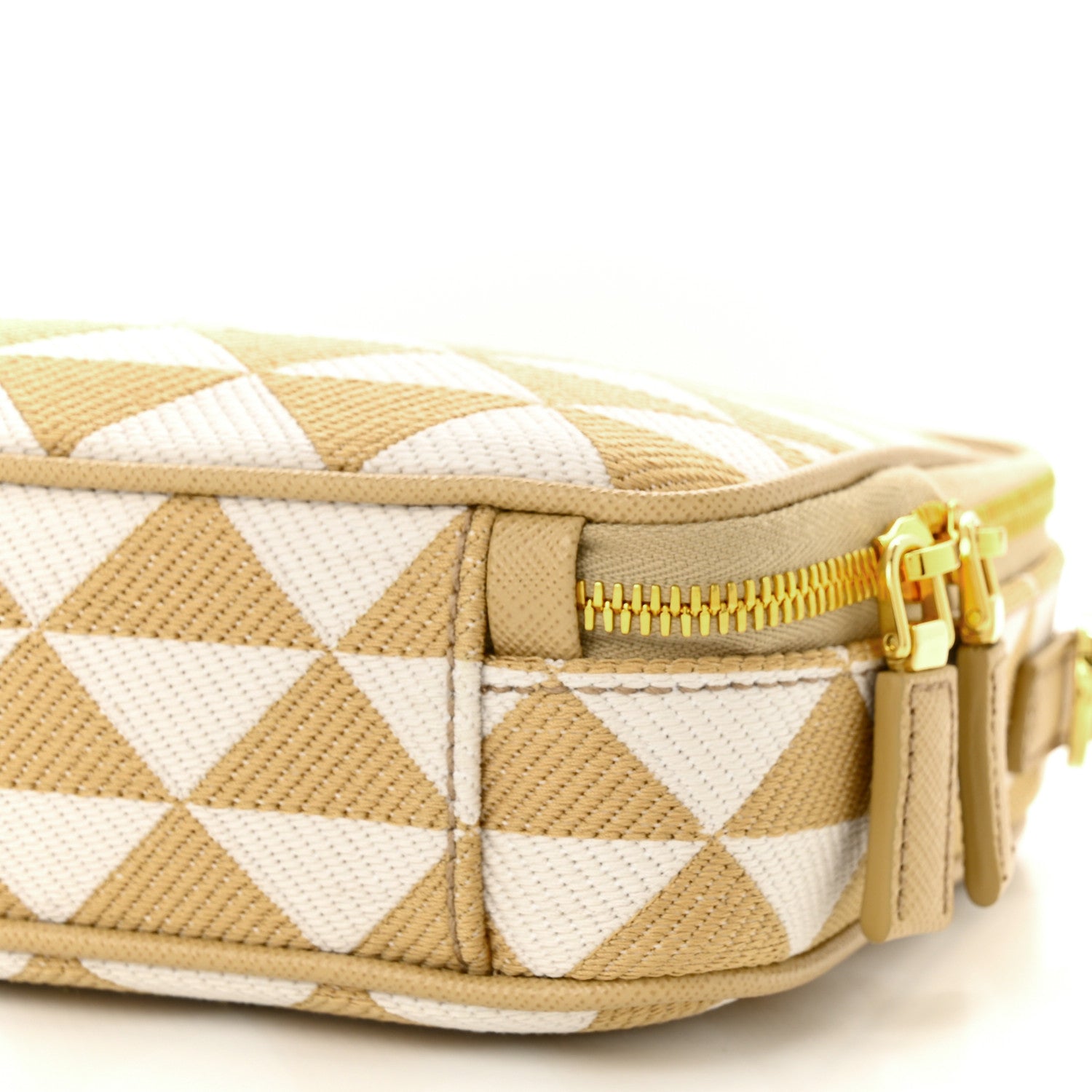 Prada Jacquard Saffiano Triangolo Symbole Embroidered Medium Shoulder Bag Corda Talco 10 of 10