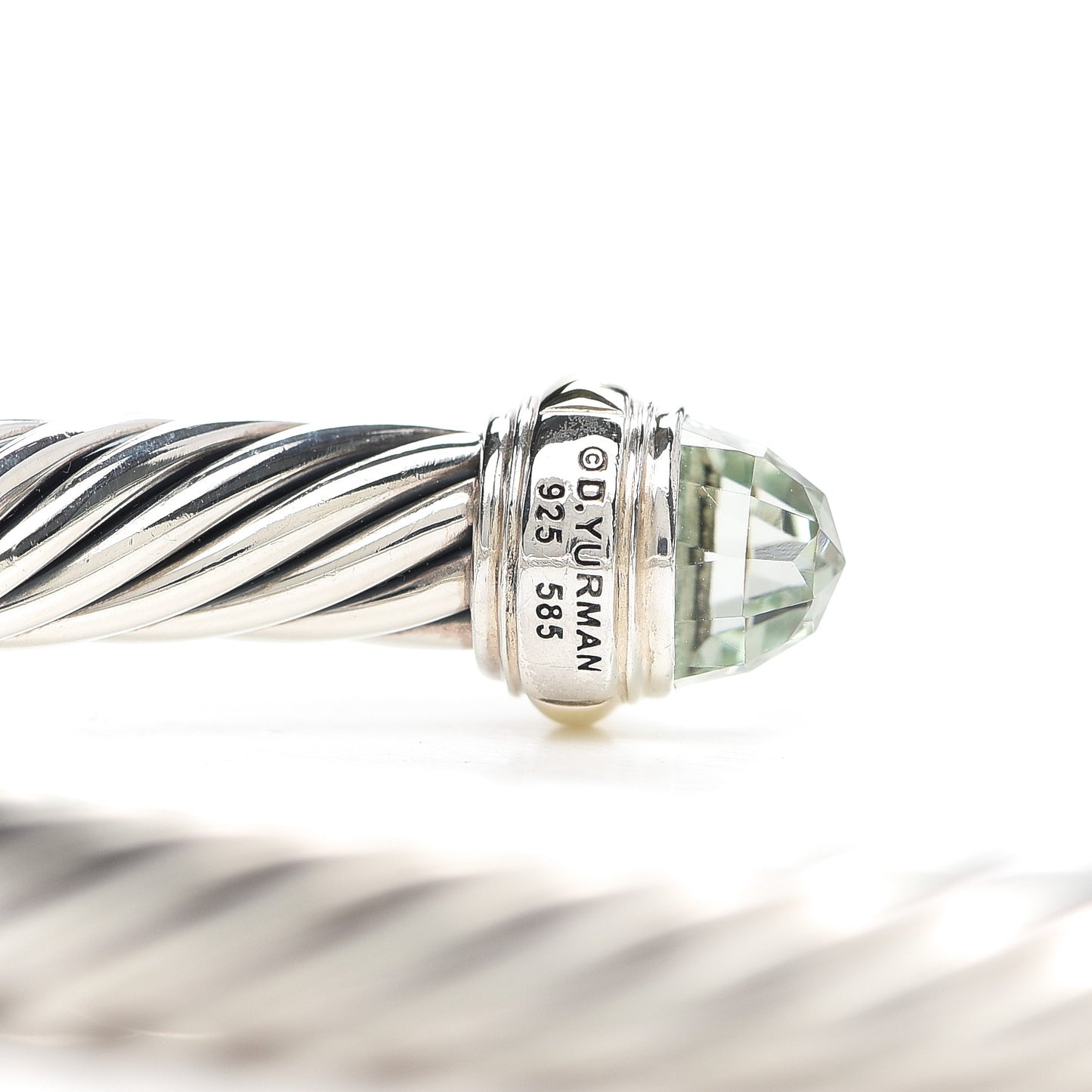 Sterling Silver 14K Yellow Gold Prasiolite 7mm Cable Classics Bracelet