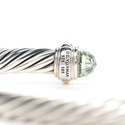 David Yurman Sterling Silver 14K Yellow Gold Prasiolite 7mm Cable Classics Bracelet 4 of 4