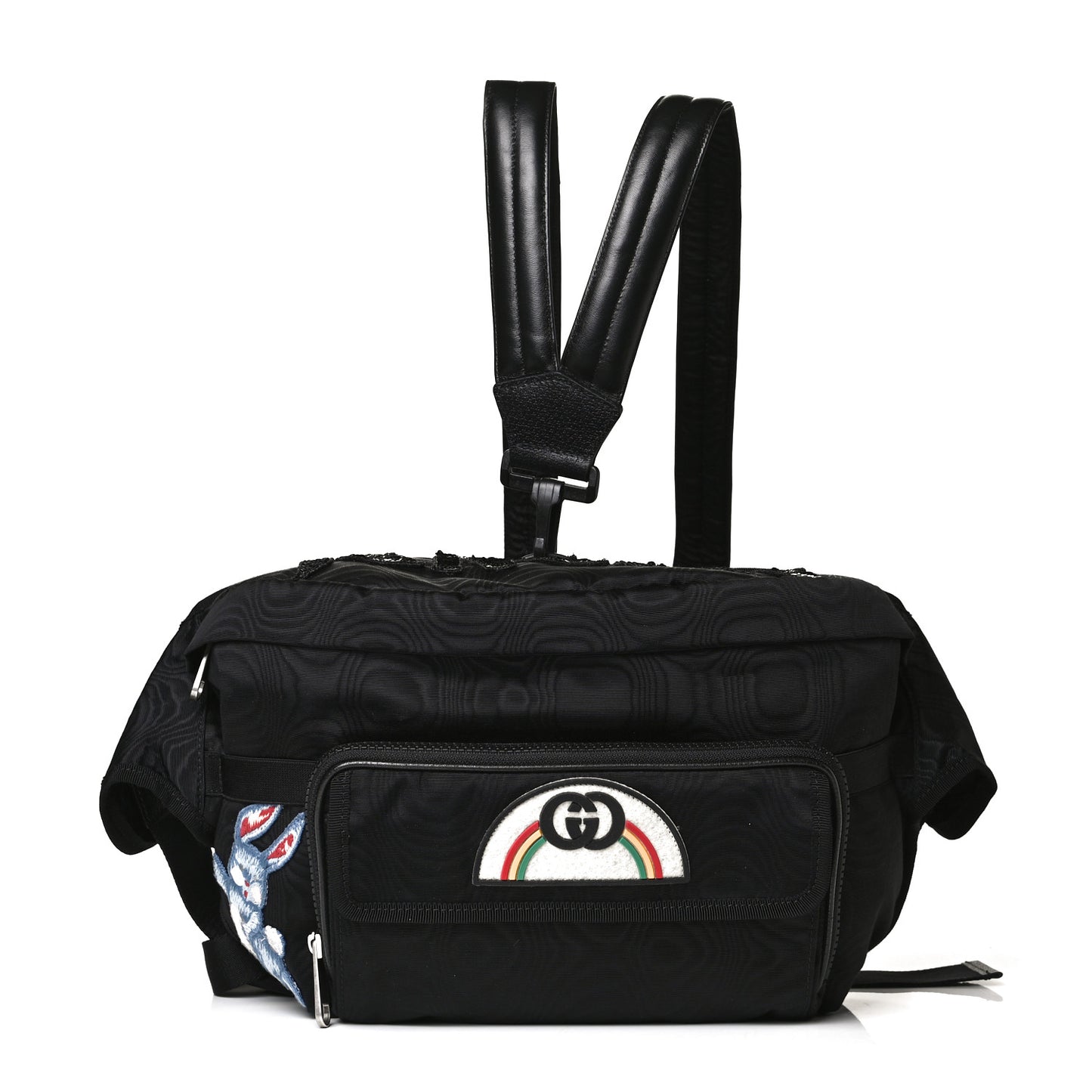 Nylon Retro Patch Convertible Belt Bag Black