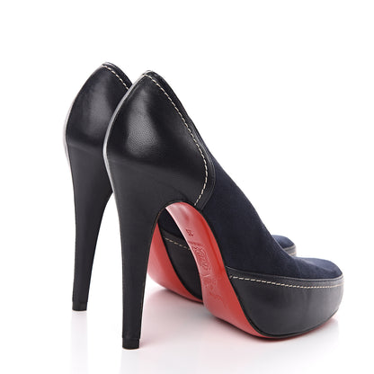 Christian Louboutin Veau Velours Nappa Defil Decollete 120 Pumps 35 Marine 4 of 9