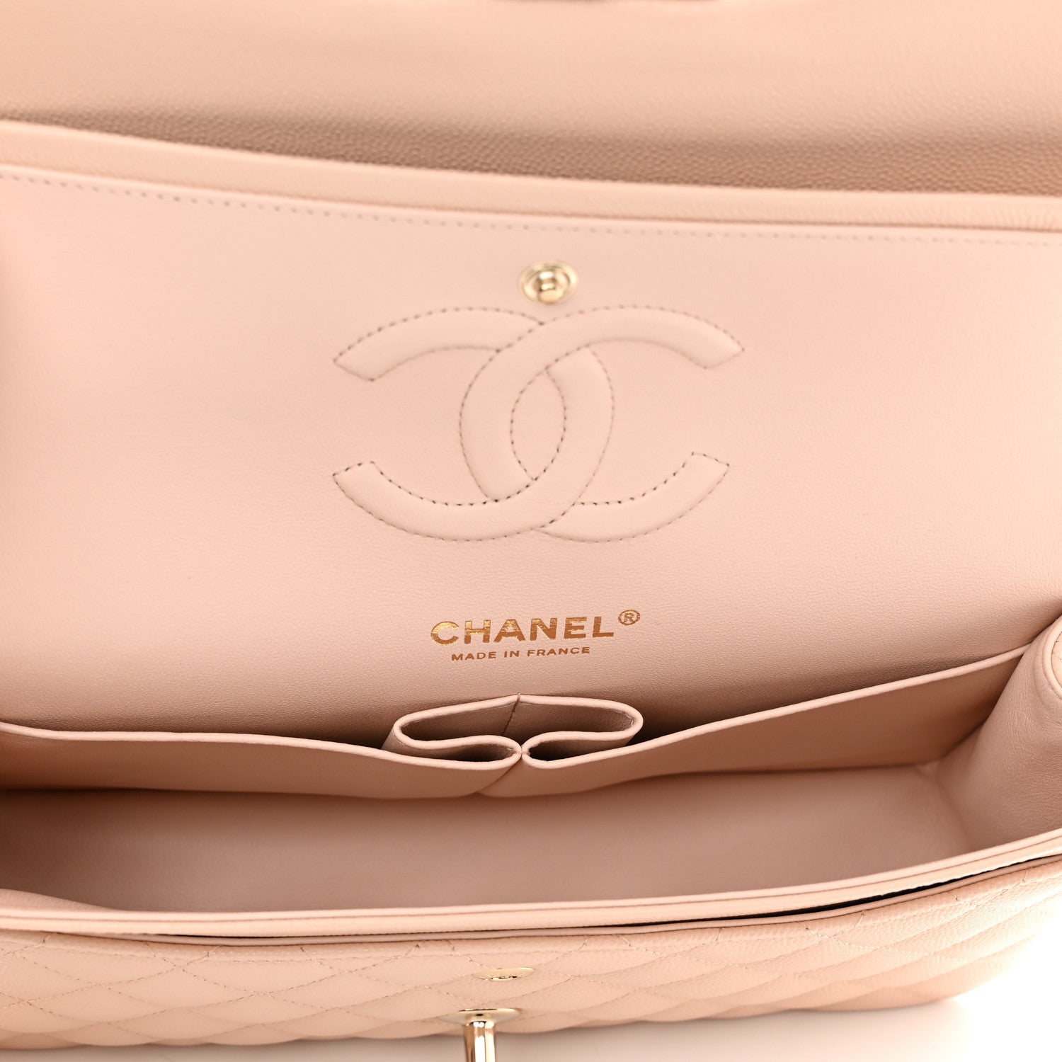 Chanel Caviar Quilted Medium Double Flap Light Beige 5 of 11