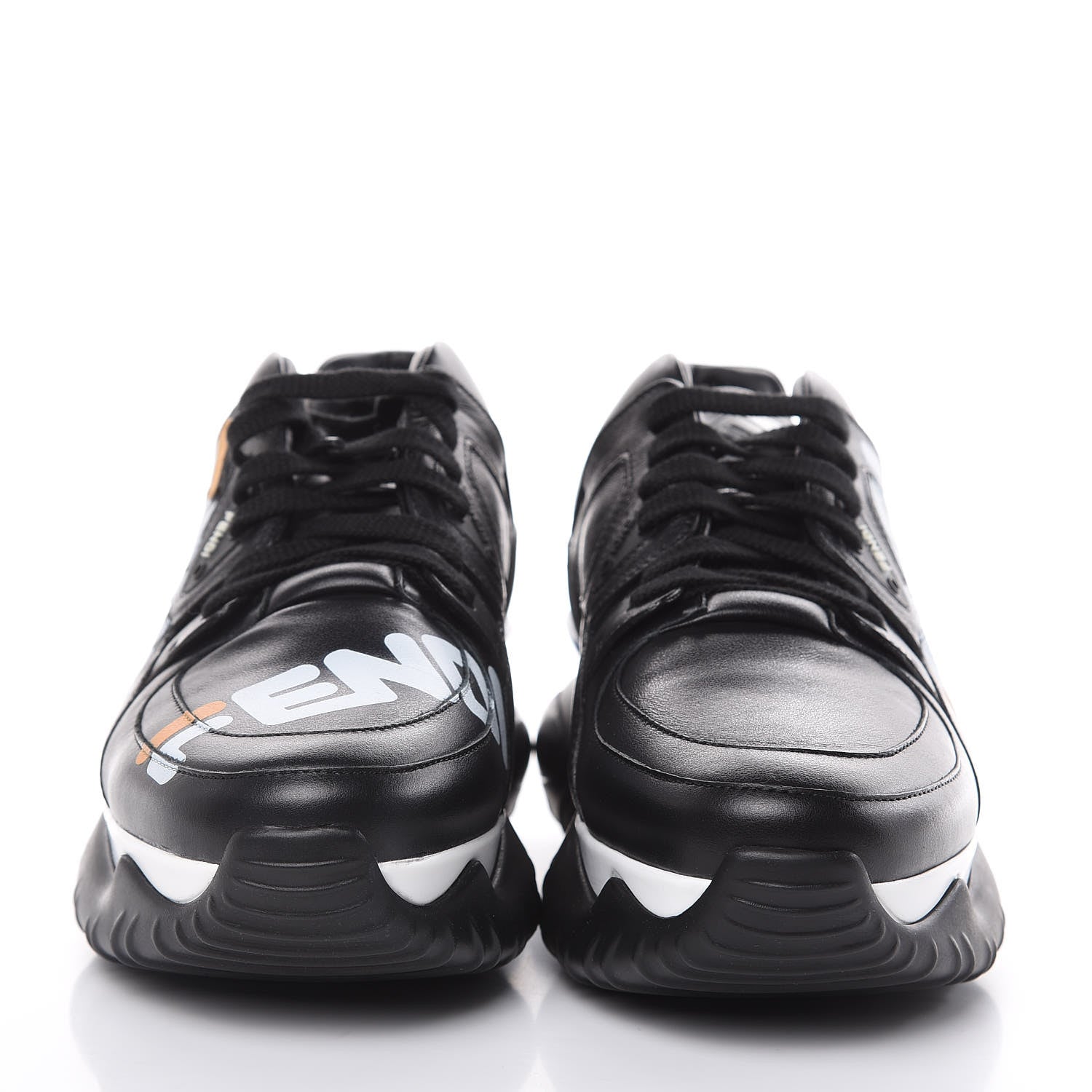 Fendi X FILA Vitello Mania Painted Mens Chunky Sneakers 8 Black Zucca White Ice 2 of 8