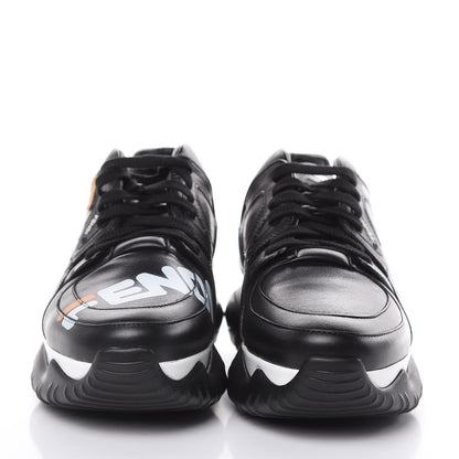 Fendi X FILA Vitello Mania Painted Mens Chunky Sneakers 8 Black Zucca White Ice 2 of 8