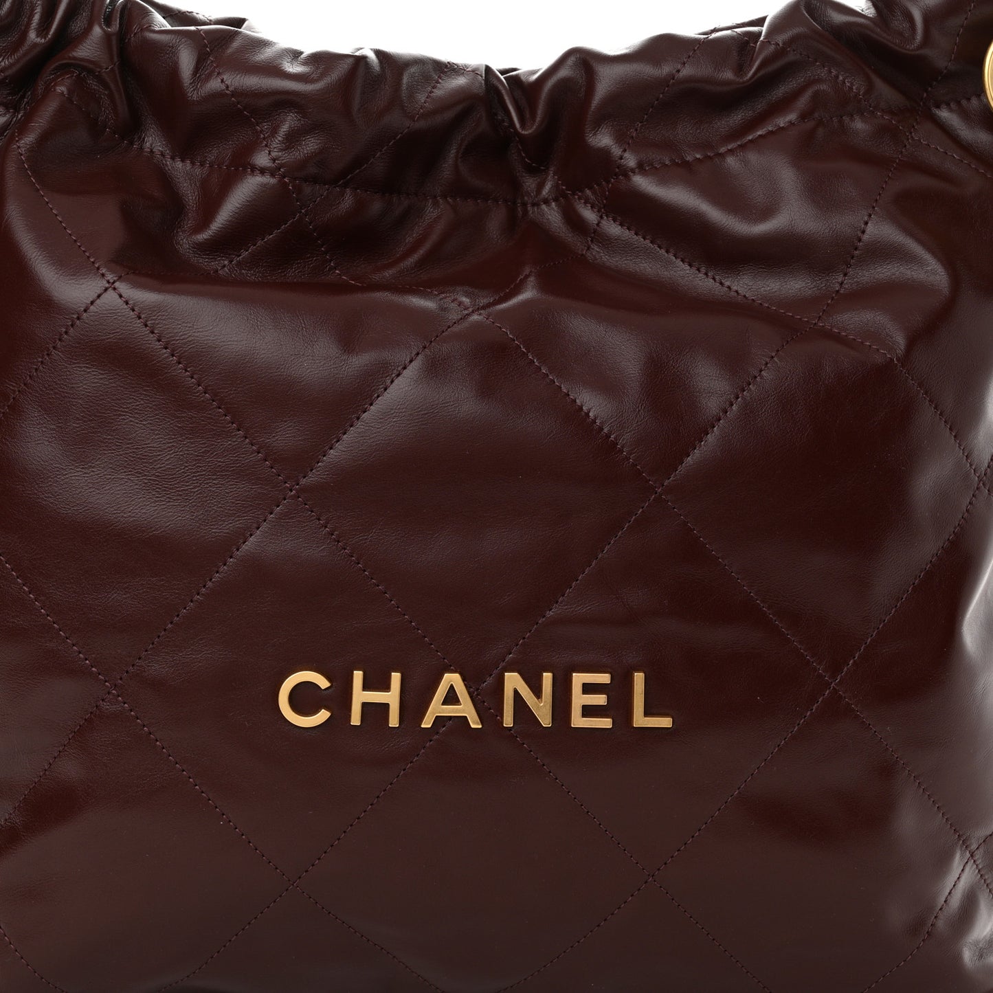 Shiny Calfskin Quilted Chanel 22 Burgundy