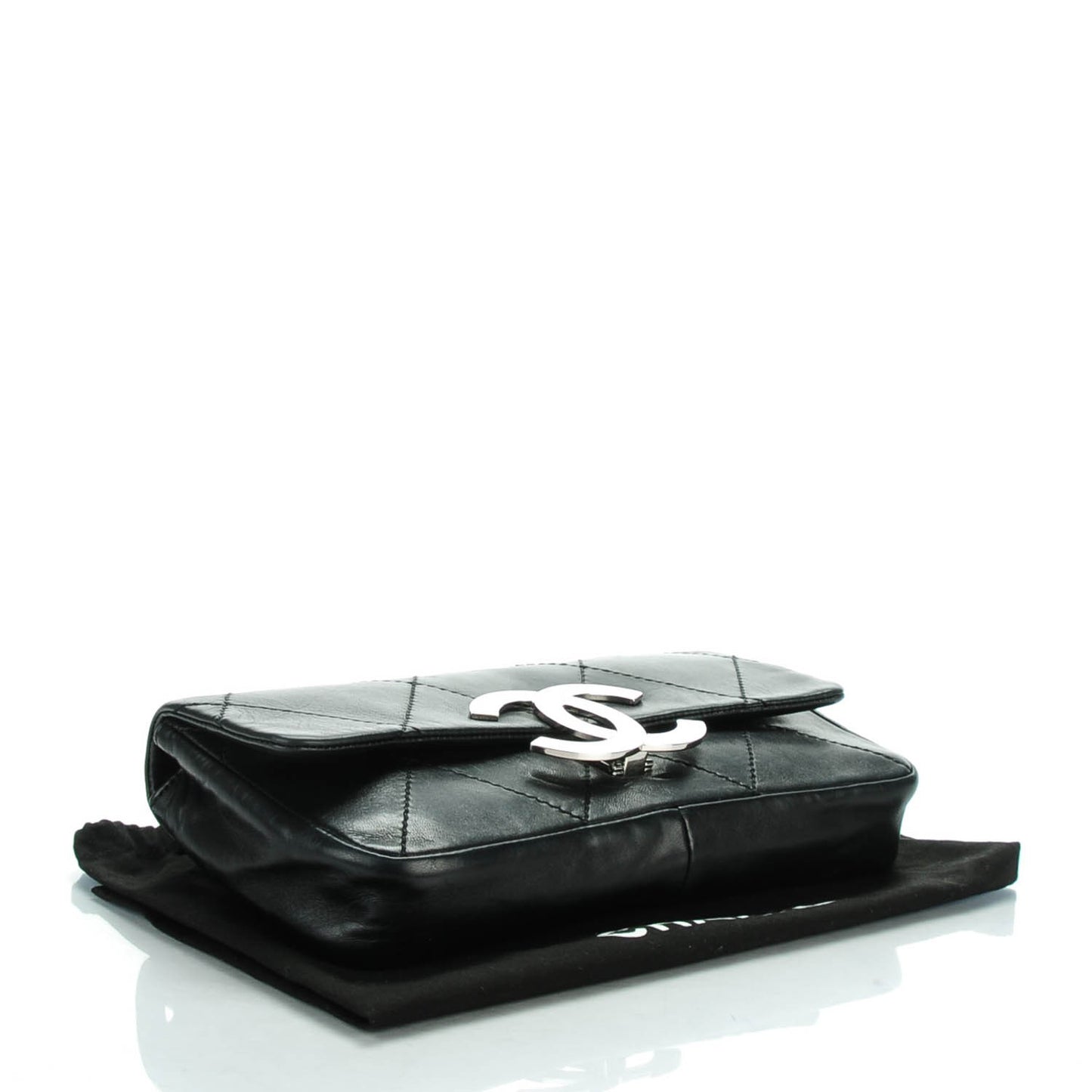 Lambskin Diamond Stitched CC East West Flap Black