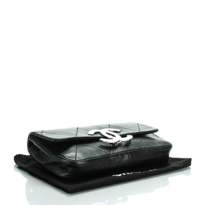 Chanel Lambskin Diamond Stitched CC East West Flap Black 4 of 8