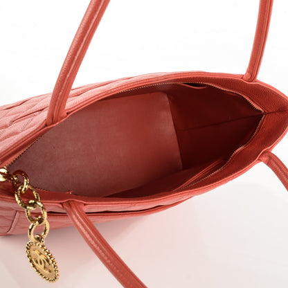 Chanel Caviar Quilted Medallion Tote Orange 5 of 7