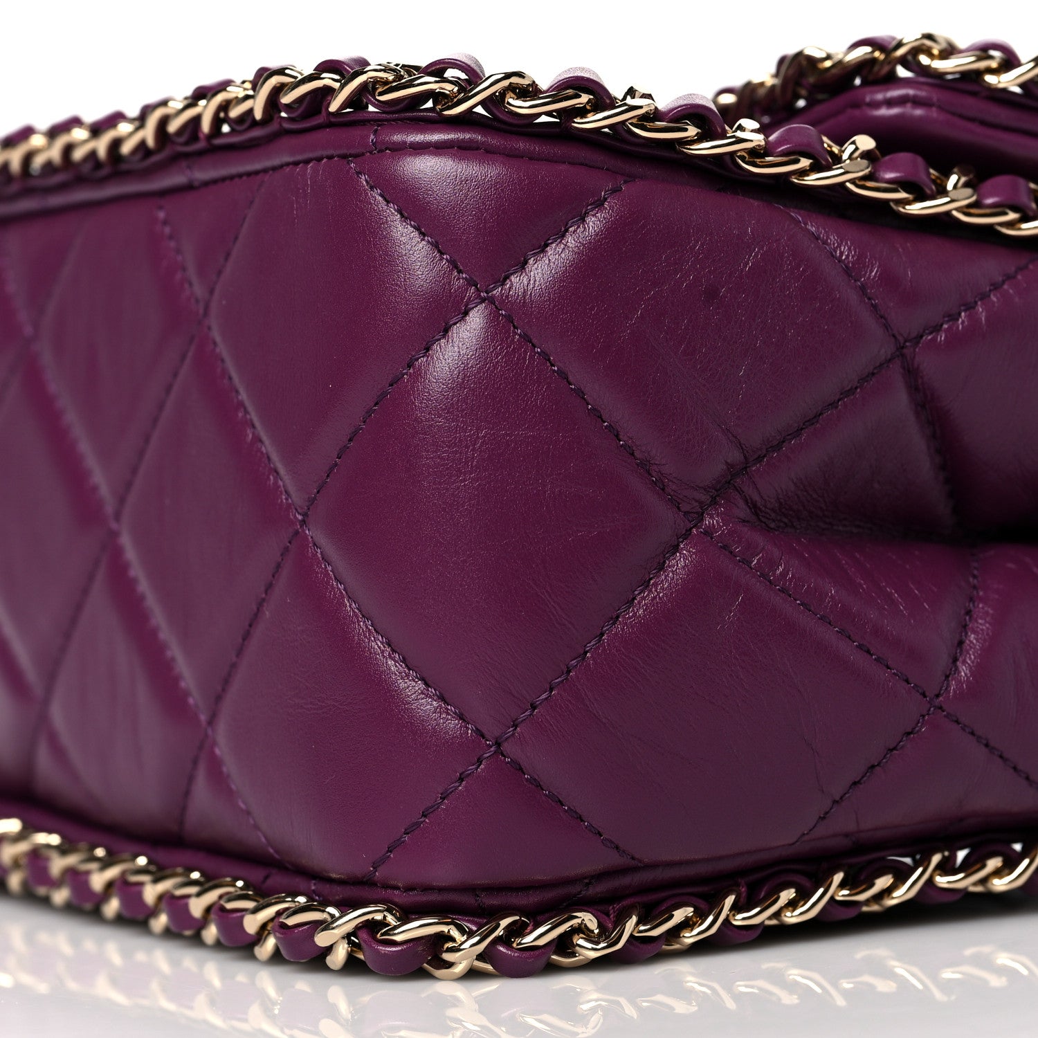 Chanel Crumpled Calfskin Medium Chain All Over Flap Purple 11 of 11