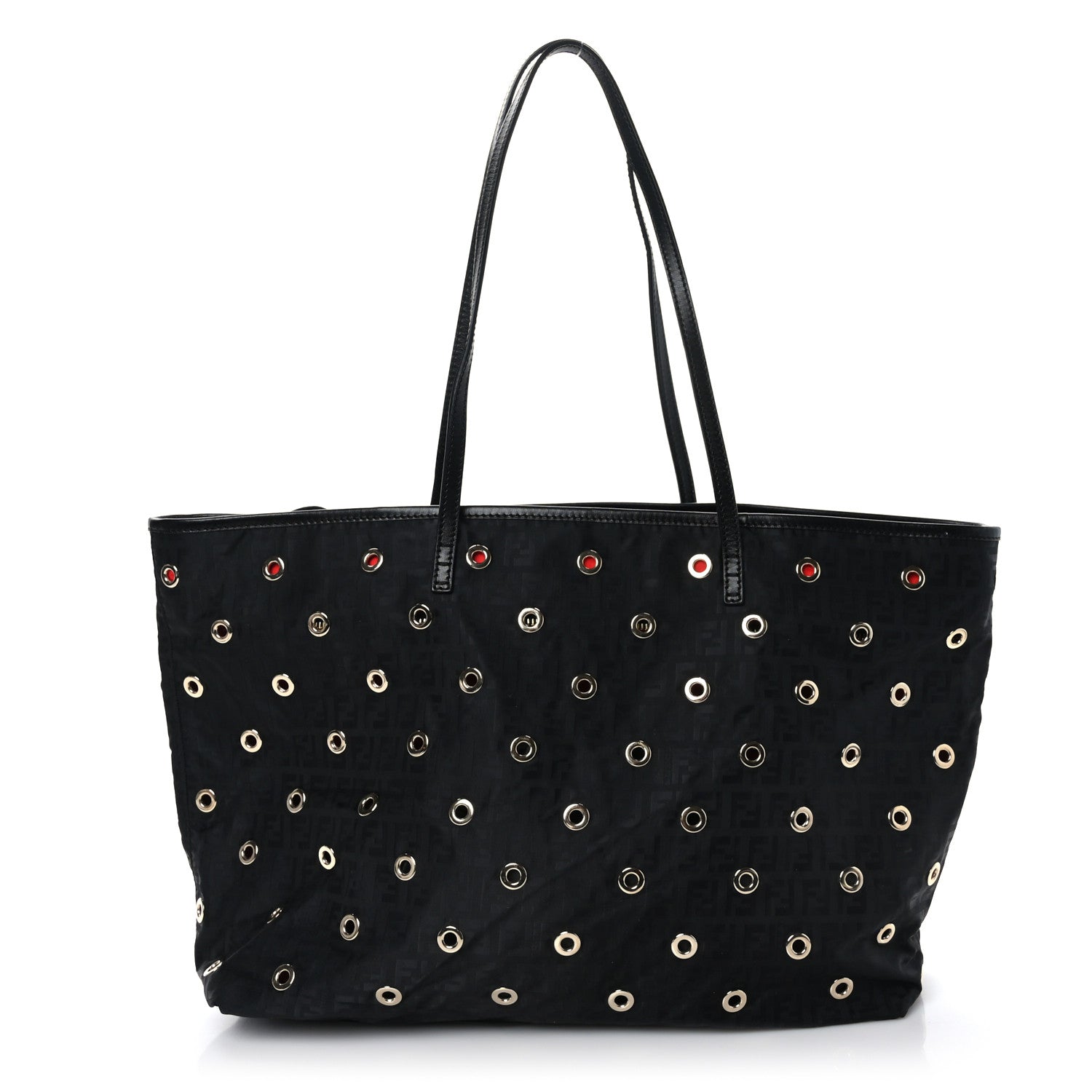 Fendi Nylon Zucca Grommet Medium Roll Tote Black 1 of 10