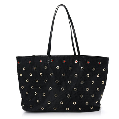 Fendi Nylon Zucca Grommet Medium Roll Tote Black 1 of 10