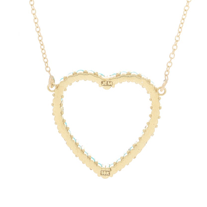 Jennifer Meyer 18K Yellow Gold Turquoise Open Heart Pendant Necklace 5 of 5