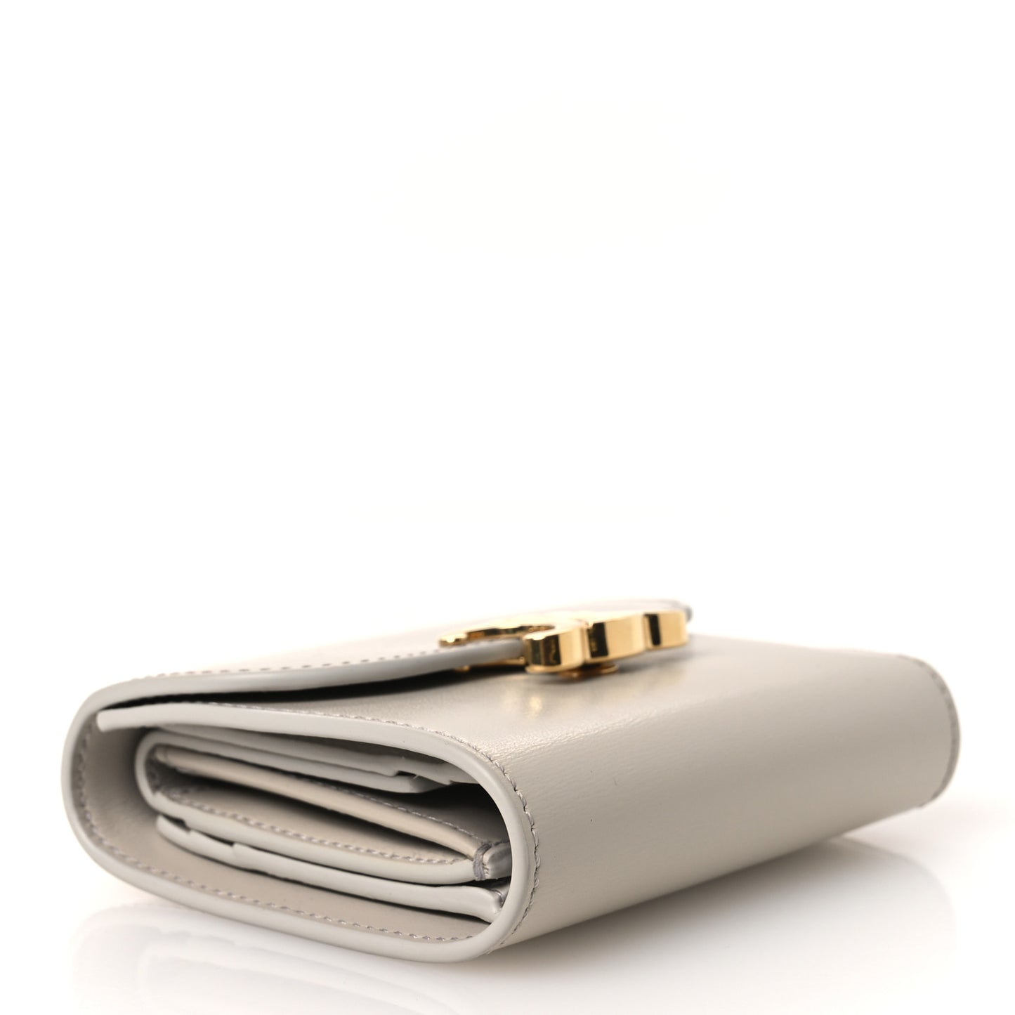 Shiny Calfskin Small Triomphe Wallet Pale Beige