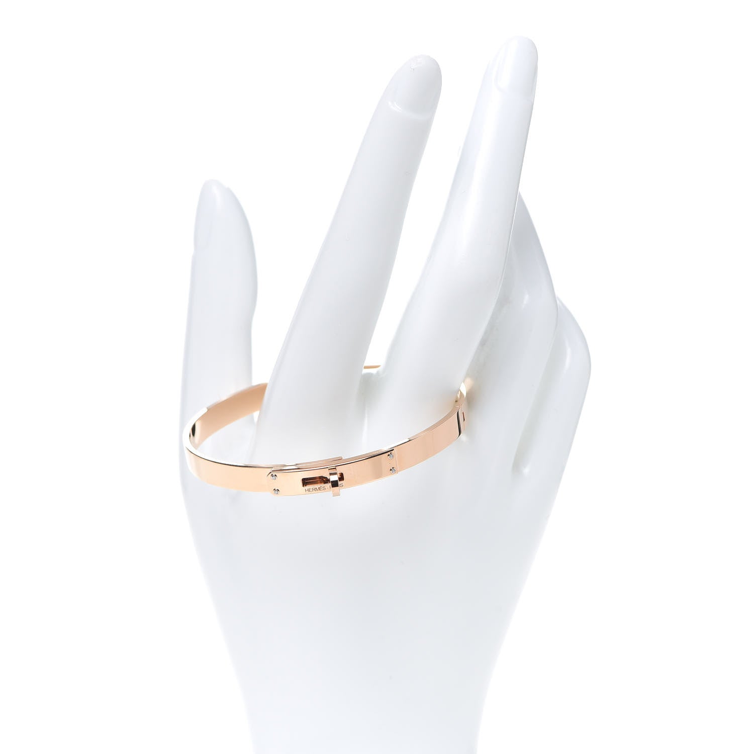 Hermes 18K Rose Gold Diamond PM Kelly Bracelet SH 2 of 6