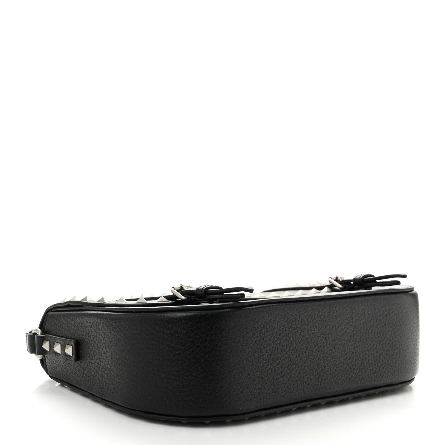 Valentino Garavani Pebbled Calfskin Large Rockstud Messenger Black 4 of 9
