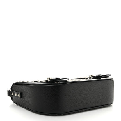Valentino Garavani Pebbled Calfskin Large Rockstud Messenger Black 4 of 9