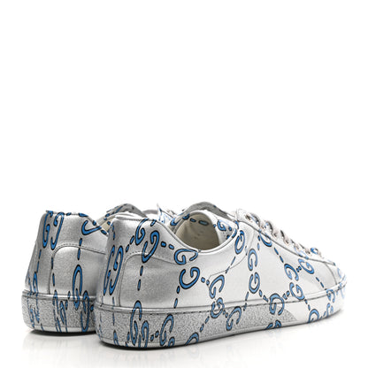 Gucci Miro Rubber Wax GucciGhost Print Mens New Ace Sneakers 7 Silver 4 of 10