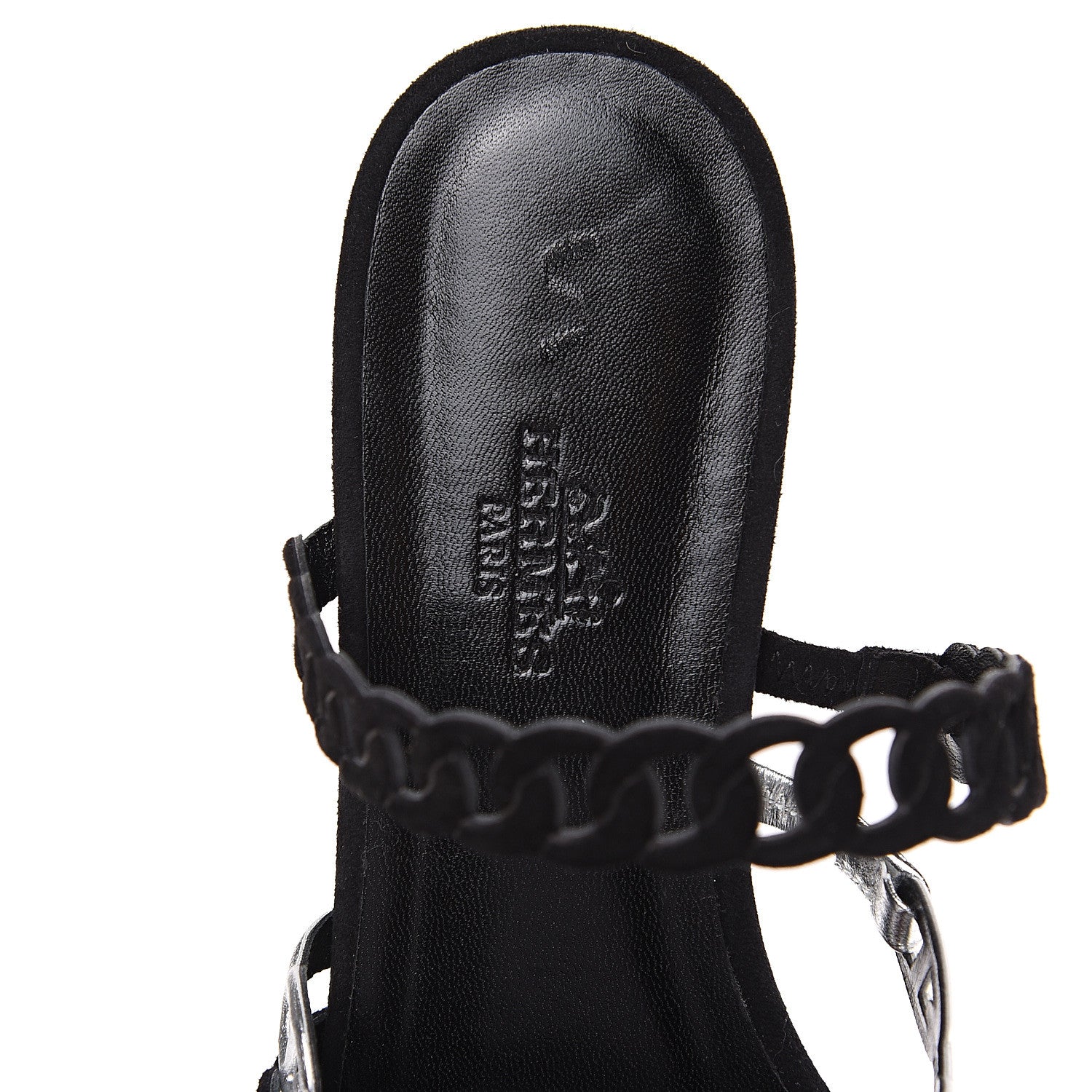 Hermes Metallic Nappa Suede Goatskin Nude Sandals 36 Argent Black 6 of 9