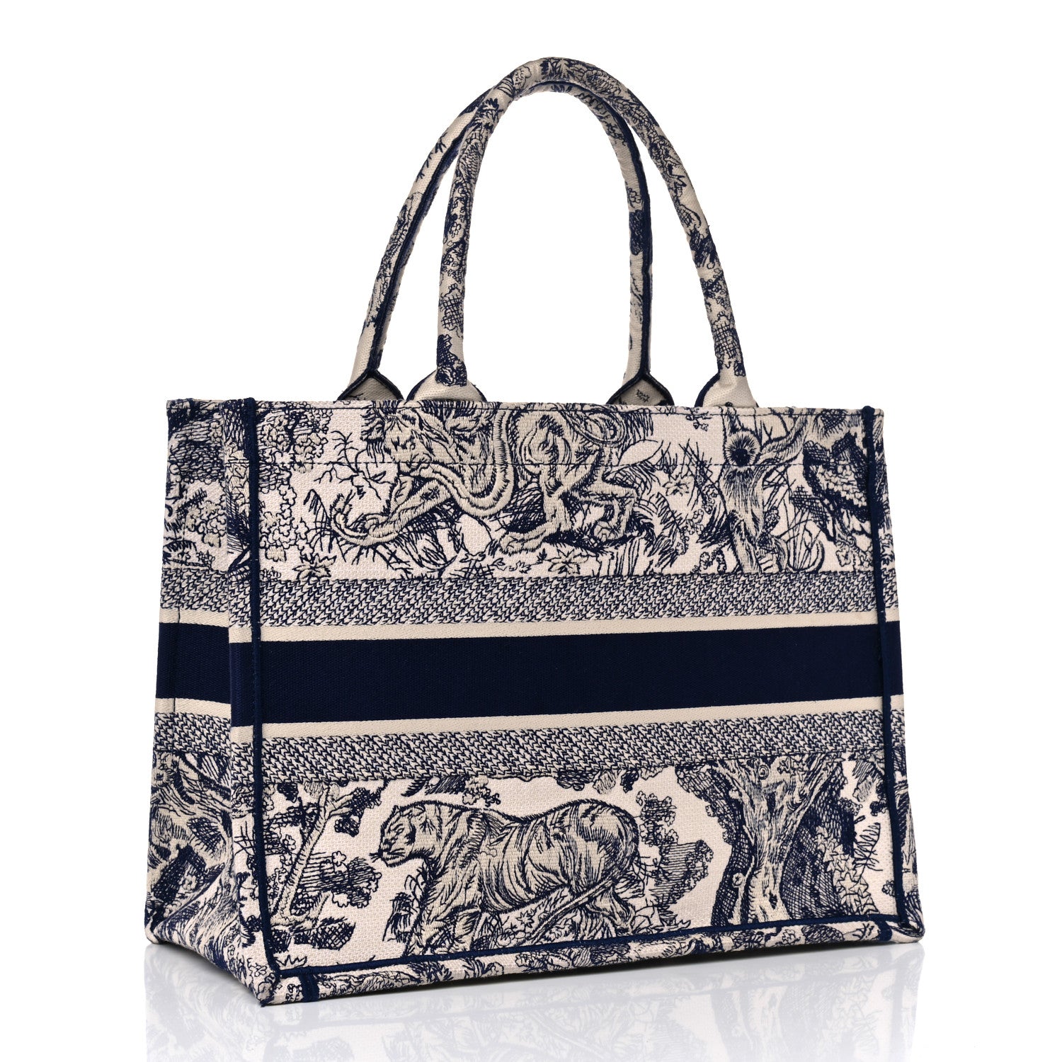 Christian Dior Canvas Embroidered Medium Dioriviera Toile De Jouy Book Tote Blue 3 of 10