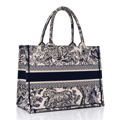 Christian Dior Canvas Embroidered Medium Dioriviera Toile De Jouy Book Tote Blue 3 of 10