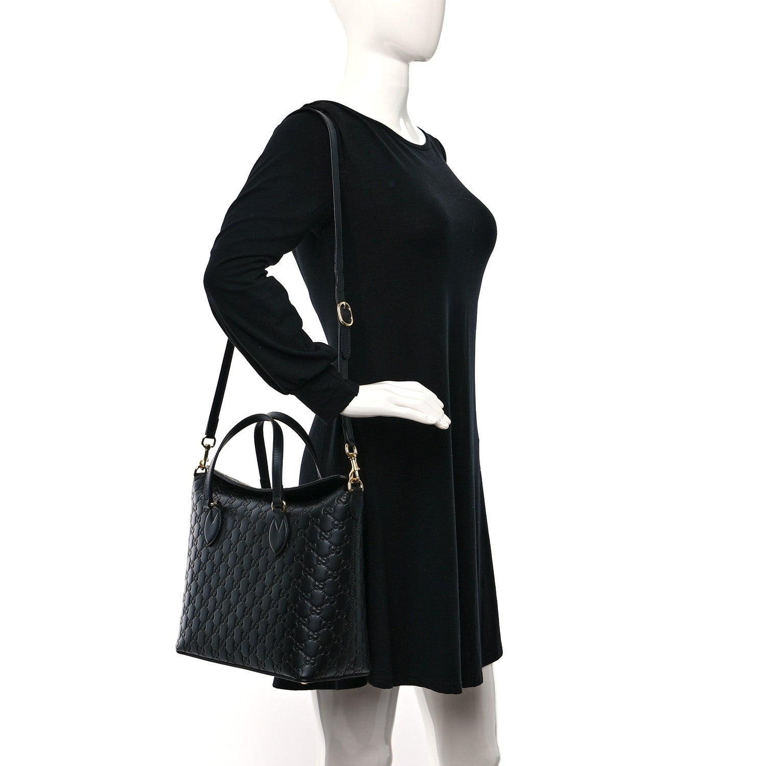 Gucci Guccissima Linea A Foldover Tote Black 2 of 9