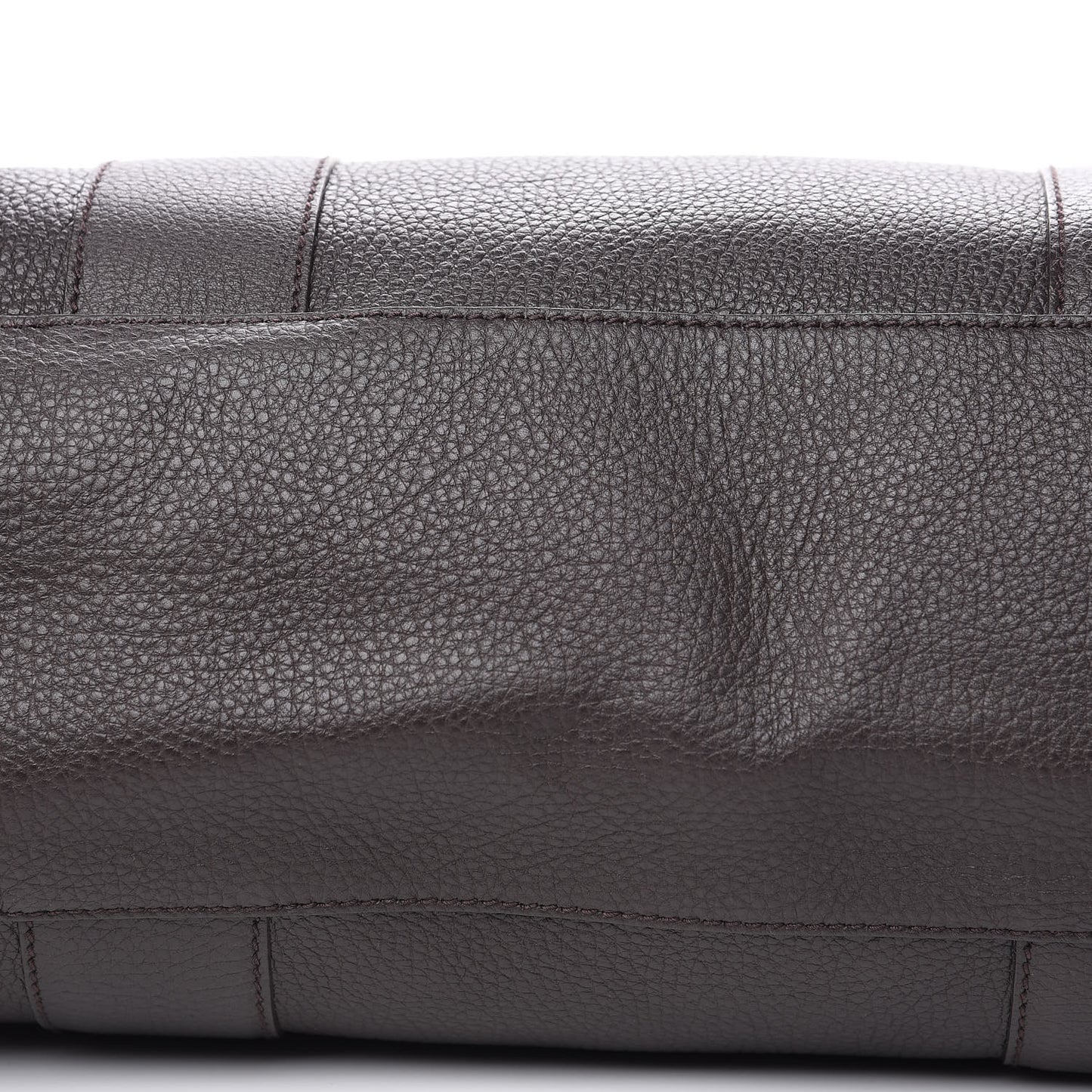 Pebbled Calfskin Medium Bamboo Bar Tote Dark Brown
