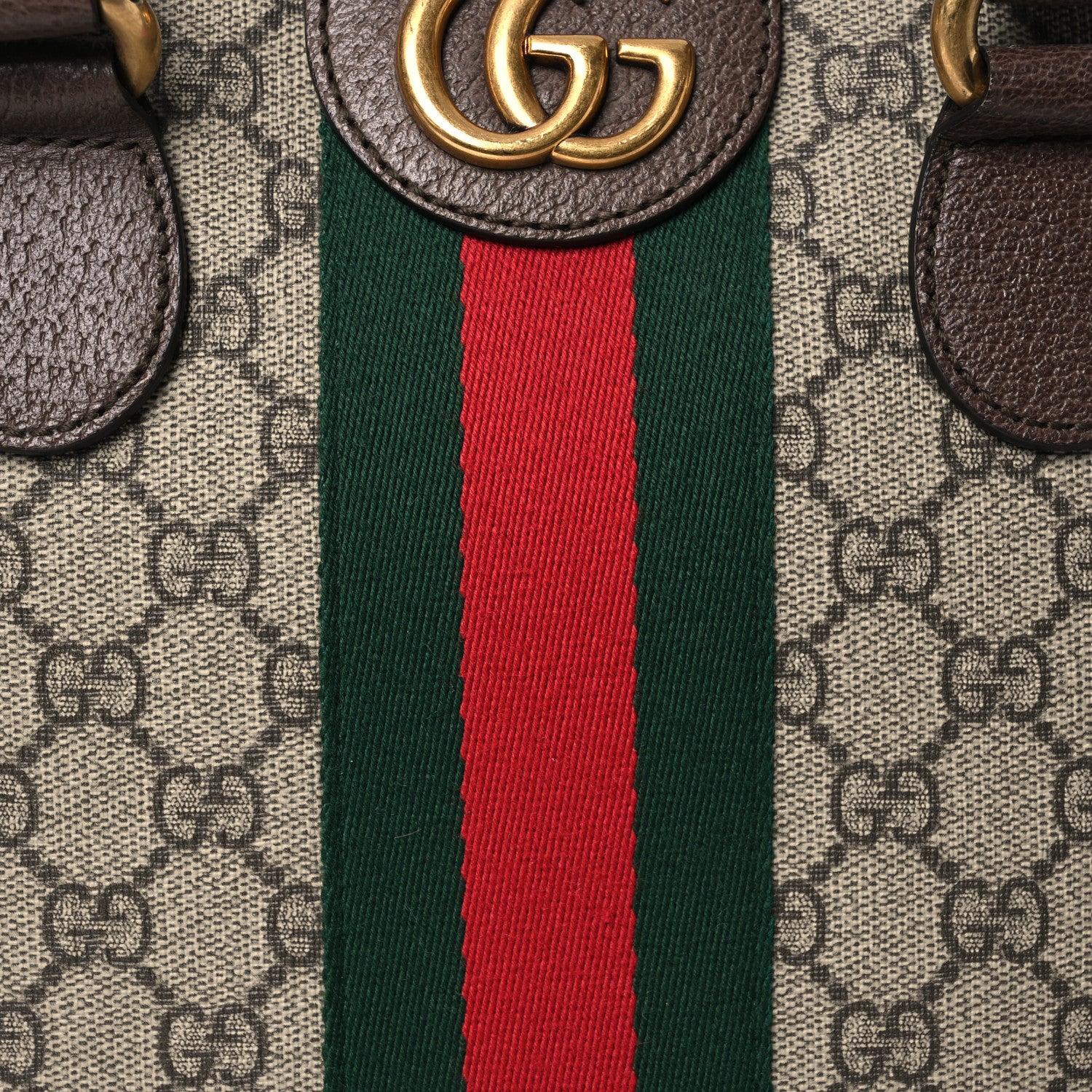 Gucci GG Supreme Monogram Textured Calfskin Web Medium Ophidia Briefcase Beige Ebony New Acero 9 of 19