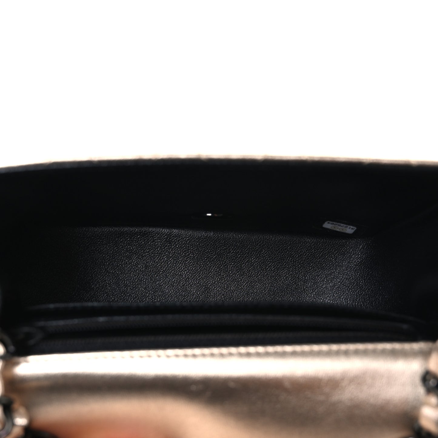 Metallic Lambskin Quilted Mini Square Flap Gold Black
