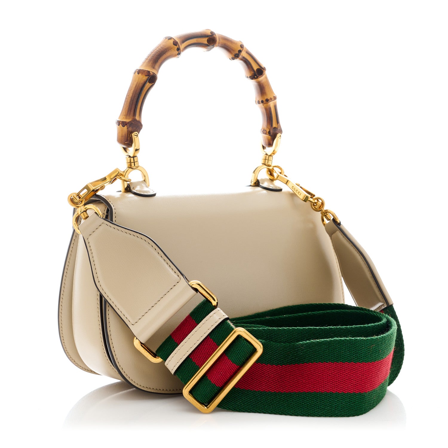 Gucci Boarded Dyana Lux Calfskin Web Small Bamboo 1947 Top Handle Bag Oatmeal 3 of 10