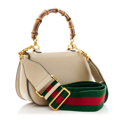 Gucci Boarded Dyana Lux Calfskin Web Small Bamboo 1947 Top Handle Bag Oatmeal 3 of 10