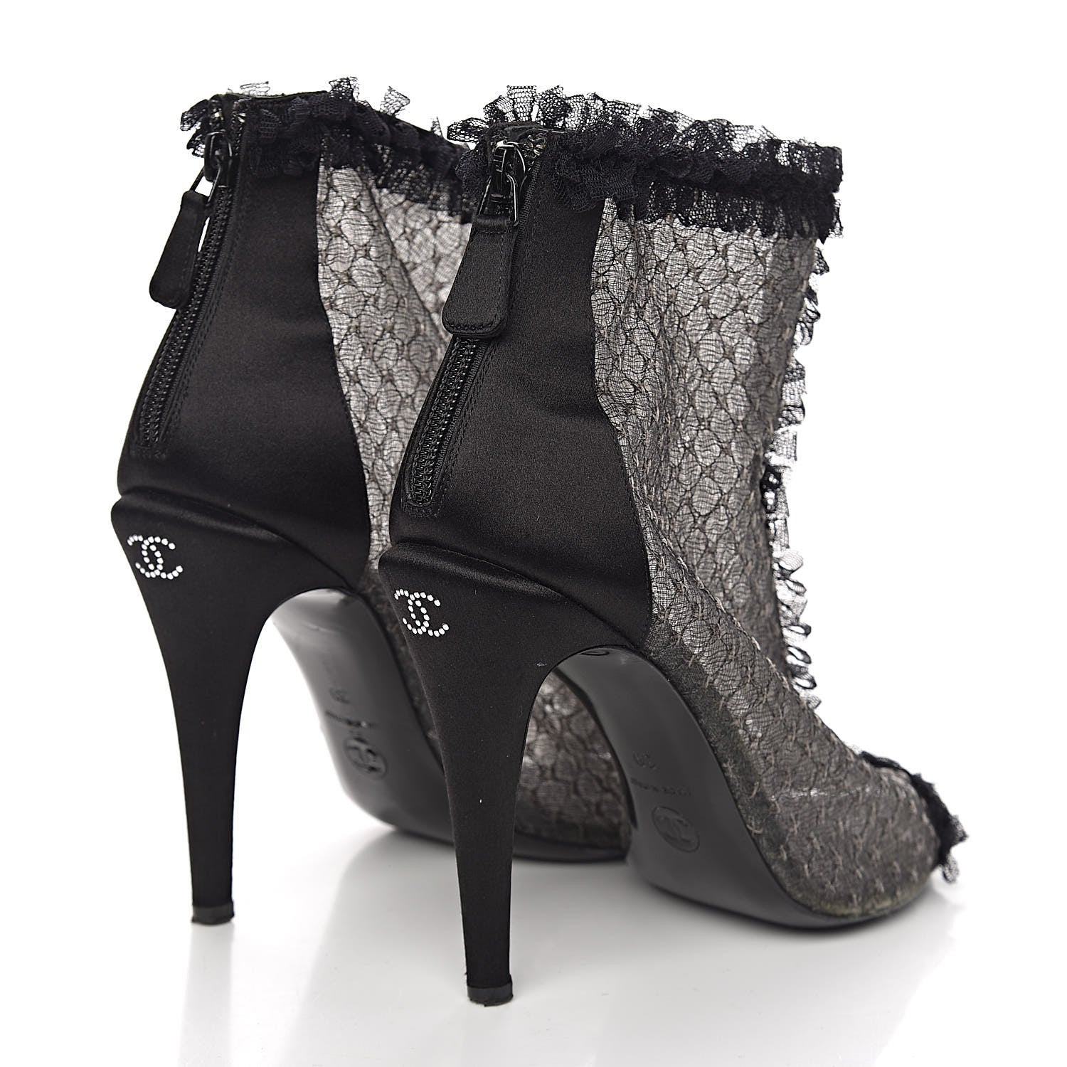 Chanel Lace Mesh Booties 39 Black 4 of 10