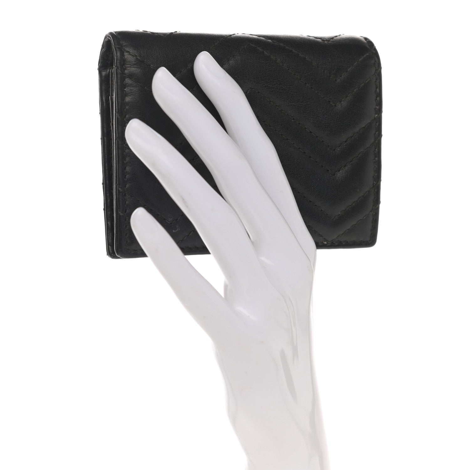 Gucci Calfskin Matelasse GG Marmont Card Case Wallet Black 2 of 10