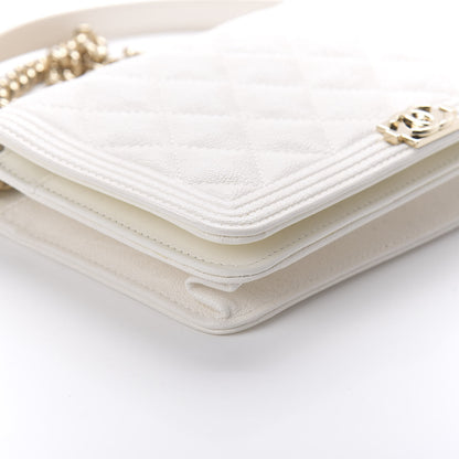 Chanel Caviar Quilted Boy Wallet On Chain WOC White 6 of 12