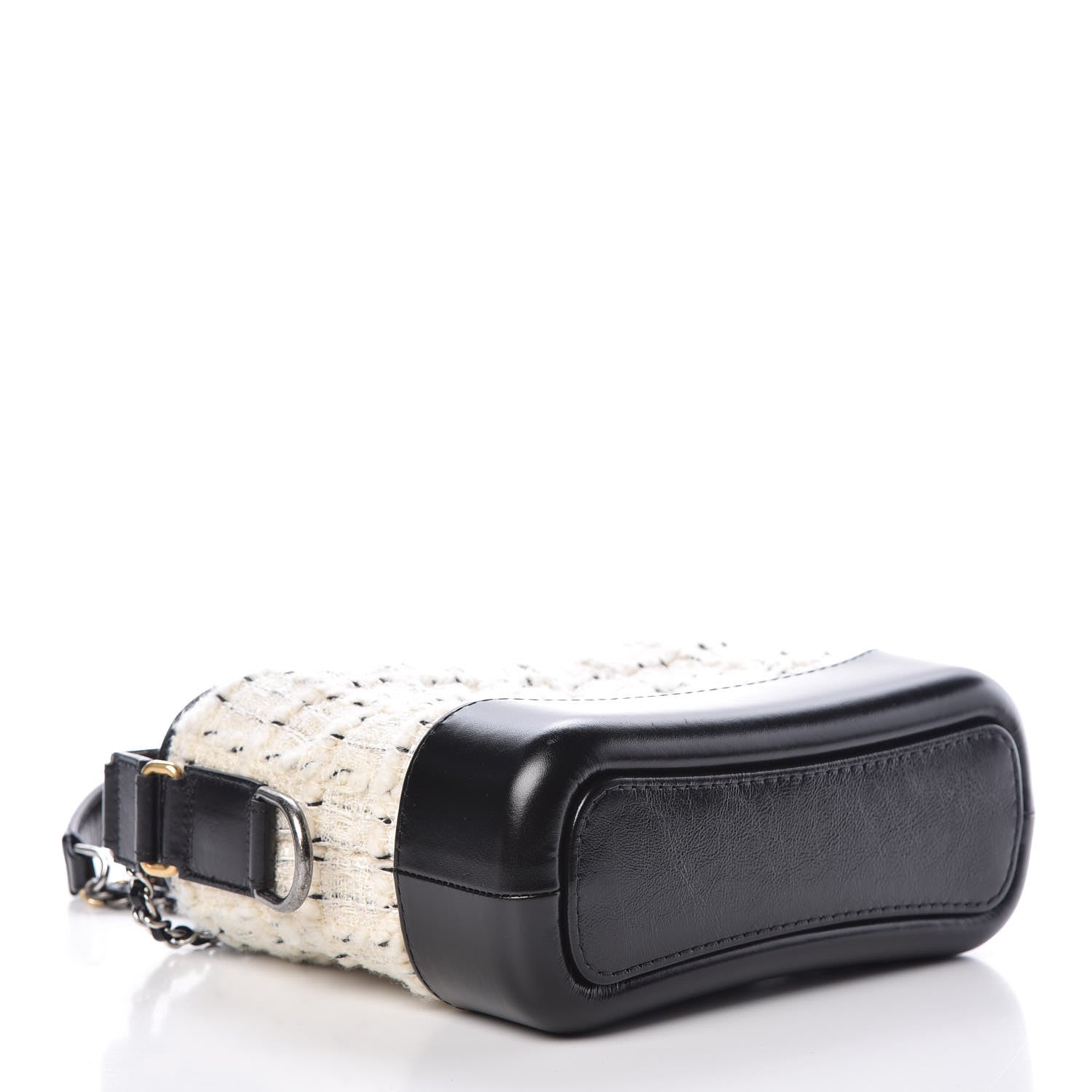 Chanel Tweed Calfskin Quilted Small Gabrielle Hobo Ivory Black 4 of 11