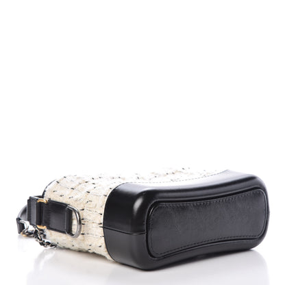 Chanel Tweed Calfskin Quilted Small Gabrielle Hobo Ivory Black 4 of 11
