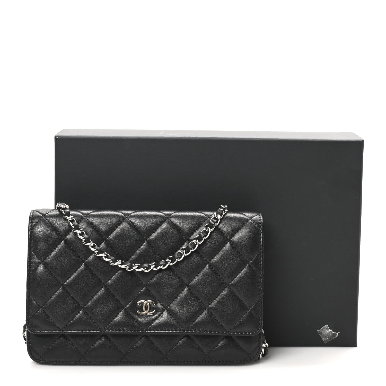 Chanel Lambskin Quilted Wallet On Chain WOC Black 11 of 11