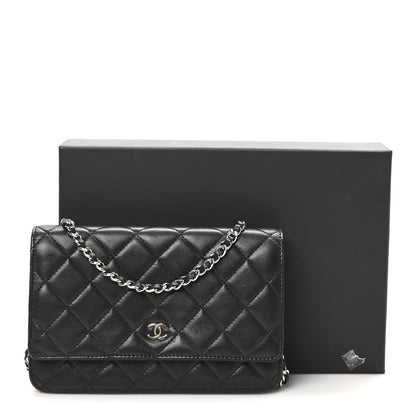 Chanel Lambskin Quilted Wallet On Chain WOC Black 11 of 11