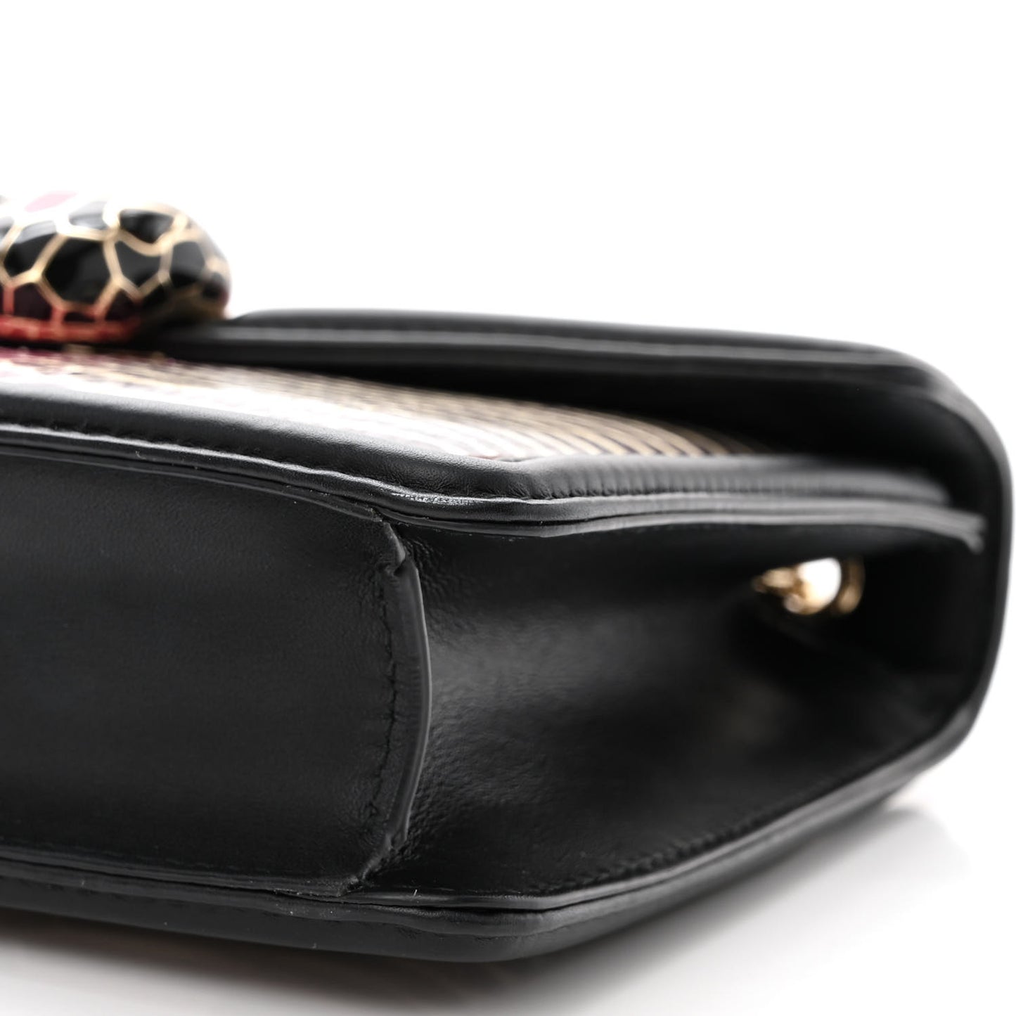 Calfskin Elaphe Serpenti Forever Crossbody Bag Ruby Wine Black Multicolor