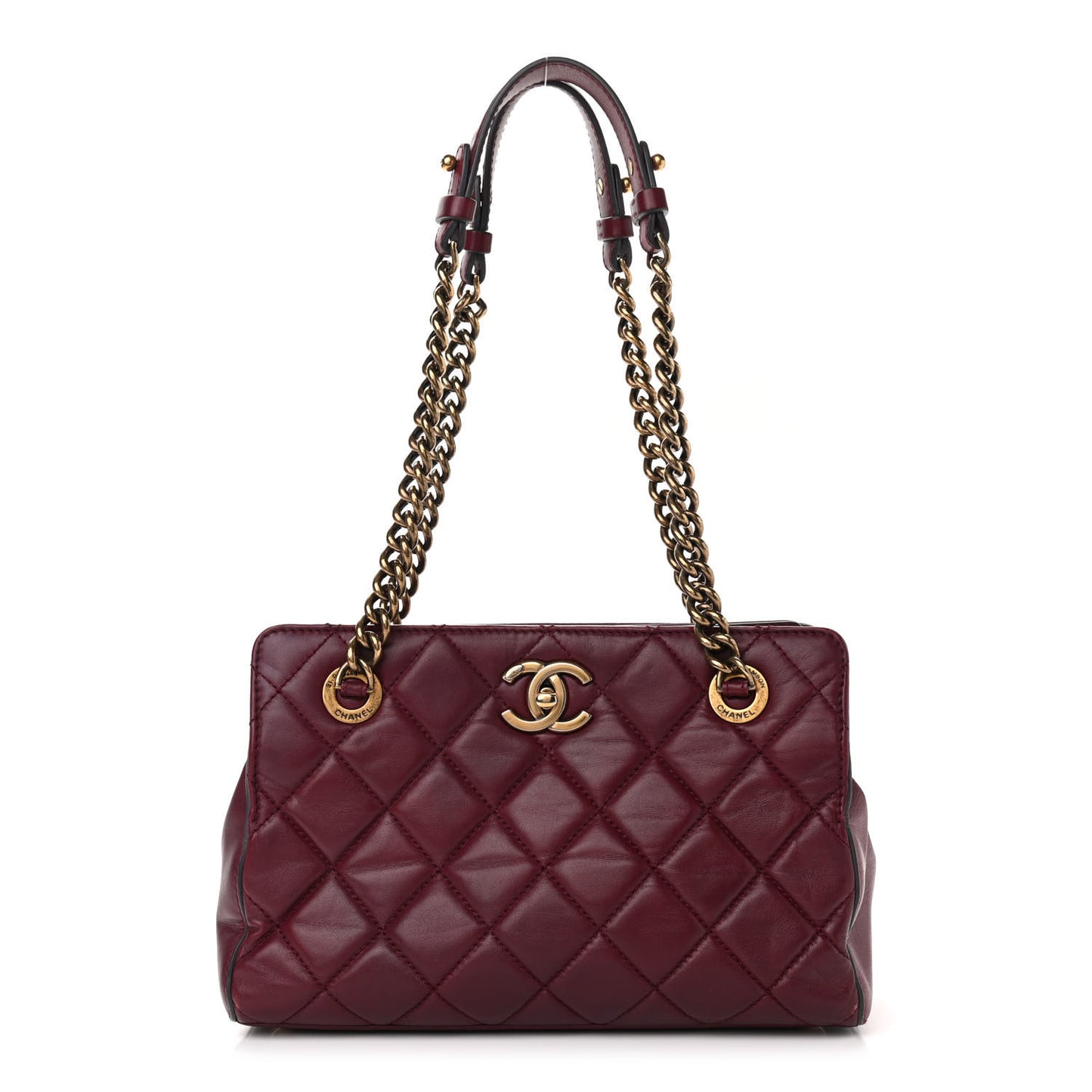 Calfskin Perfect Edge Small Tote Burgundy