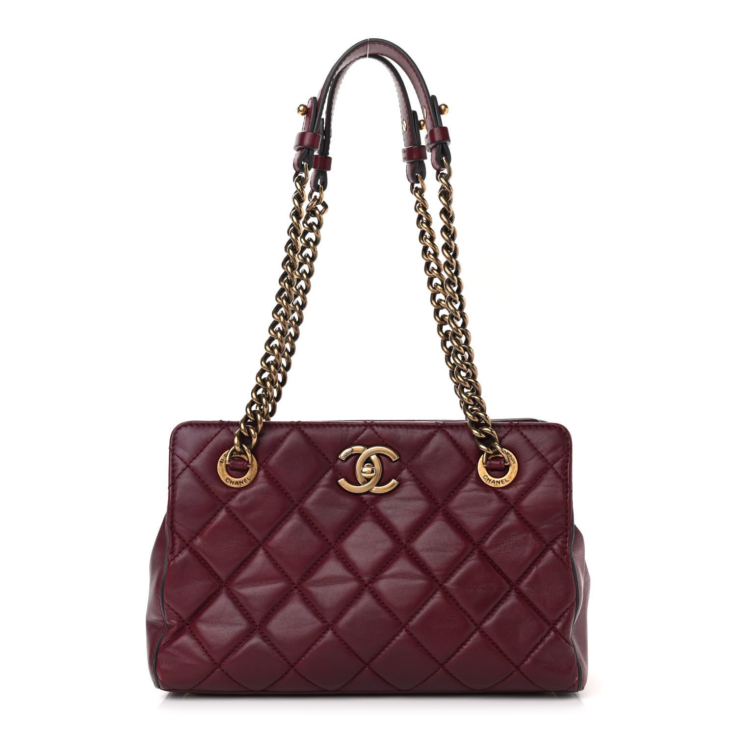 Chanel Calfskin Perfect Edge Small Tote Burgundy 1 of 10