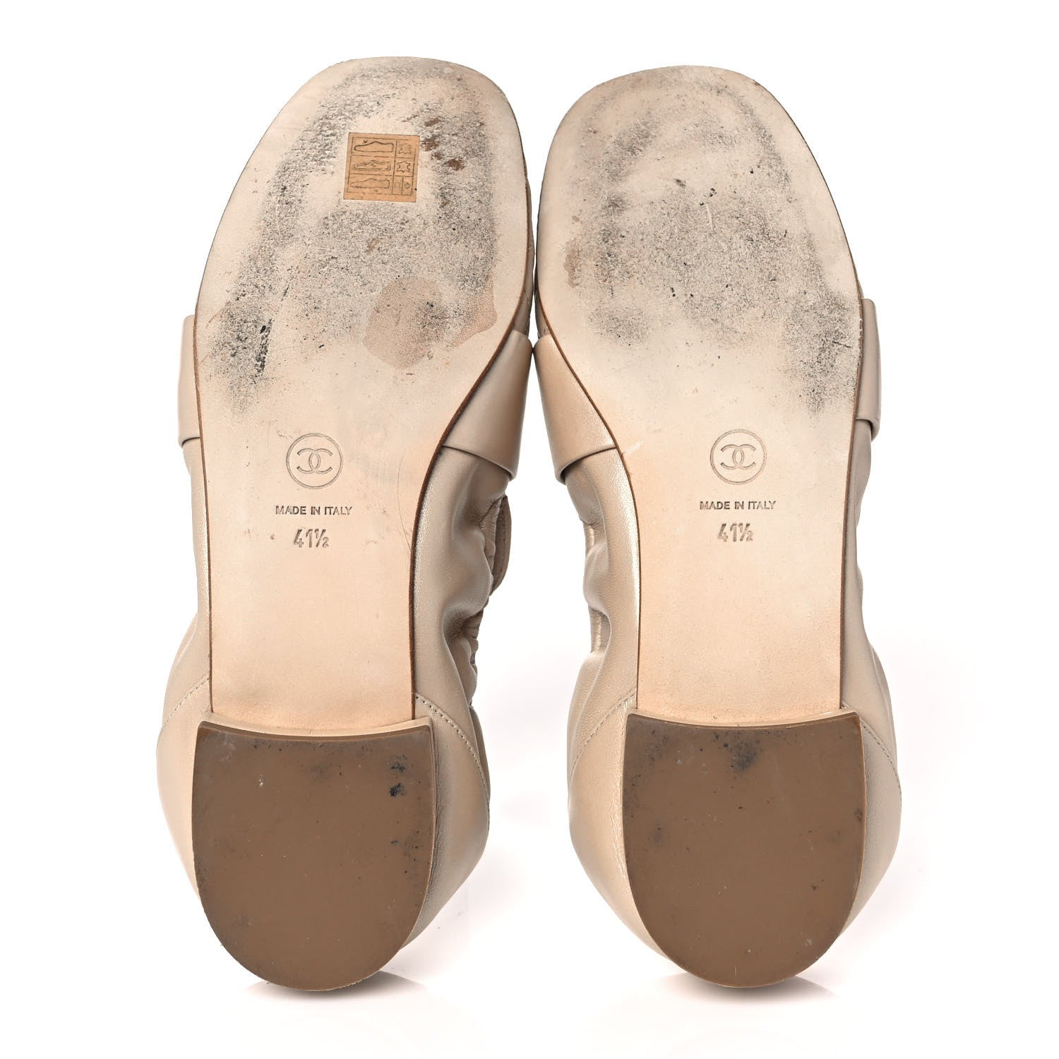 Chanel Laminated Lambskin Womens Quilted Elastic CC Moccasin Loafers 41.5 Beige 5 of 9