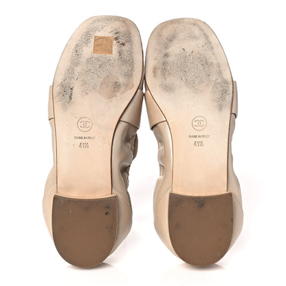 Chanel Laminated Lambskin Womens Quilted Elastic CC Moccasin Loafers 41.5 Beige 5 of 9