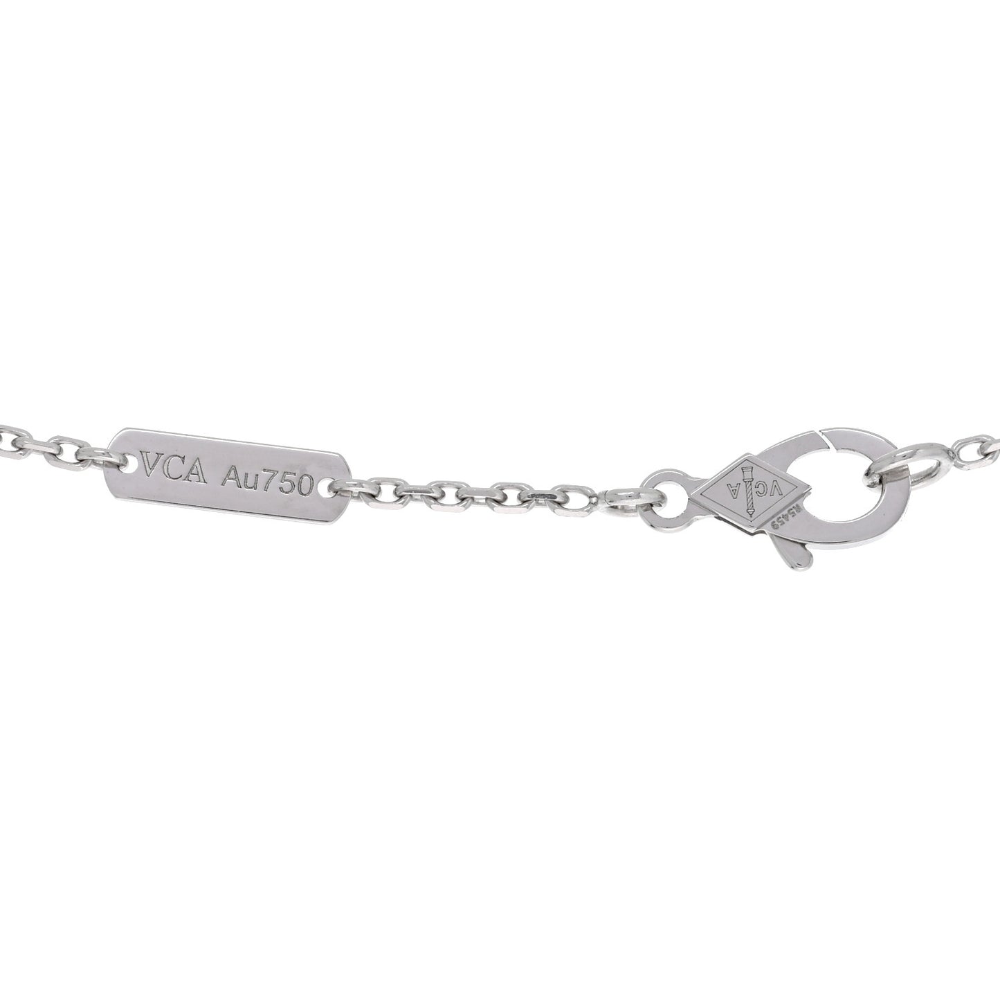 18K White Gold Mother of Pearl Vintage Alhambra Pendant Necklace