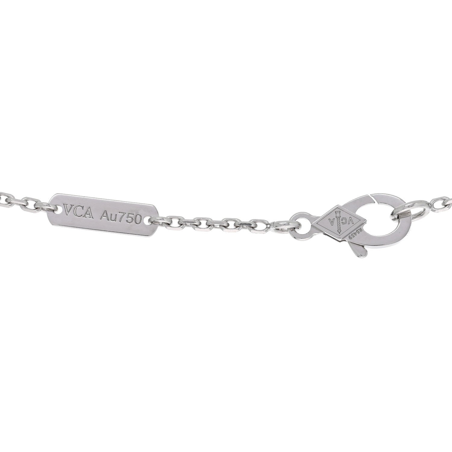 Van Cleef & Arpels 18K White Gold Mother of Pearl Vintage Alhambra Pendant Necklace 4 of 4