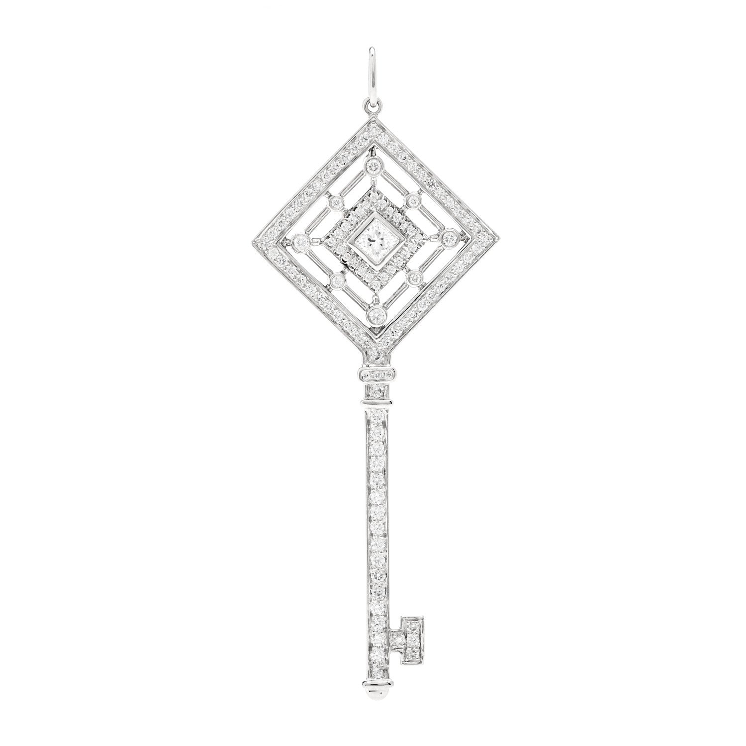 Tiffany Platinum Diamond Grace Key Pendant 1 of 5