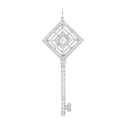 Tiffany Platinum Diamond Grace Key Pendant 1 of 5