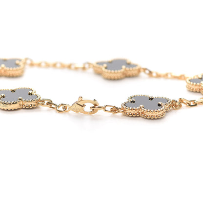 Van Cleef & Arpels 18K Yellow Gold Black Onyx 5 Motifs Vintage Alhambra Bracelet 4 of 7