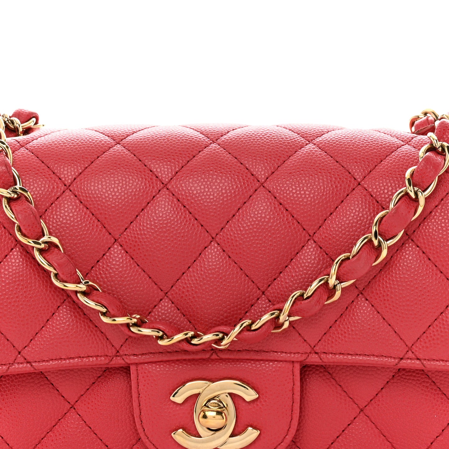 Caviar Quilted Mini Rectangular Flap Dark Pink