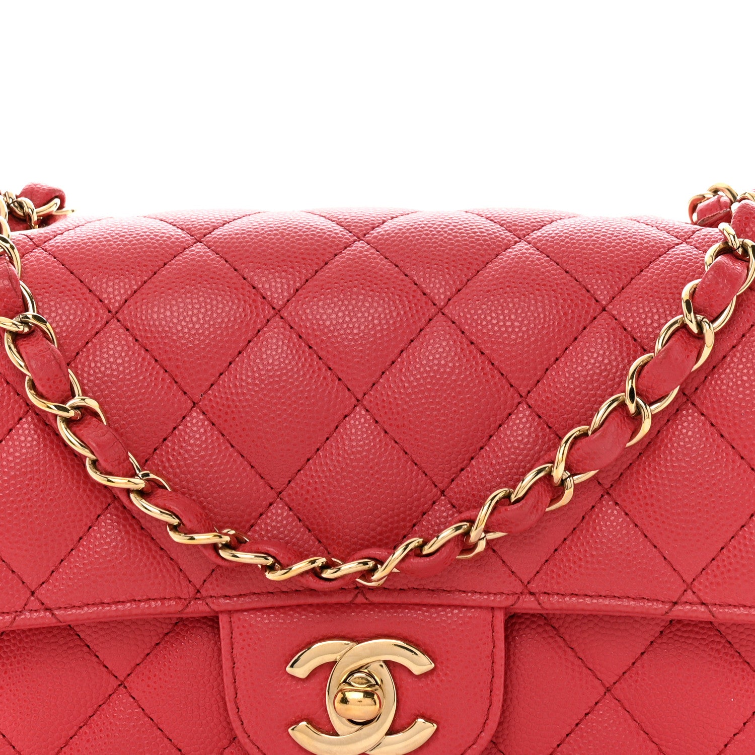 Chanel Caviar Quilted Mini Rectangular Flap Dark Pink 8 of 14